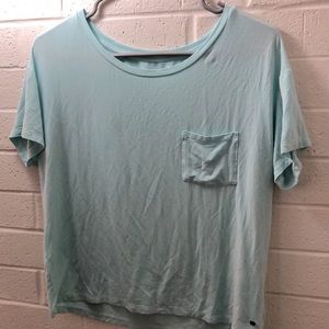 American Eagle Outfitters Soft & Sexy Light Blue Cropped Pocket Tee, Sz. XS